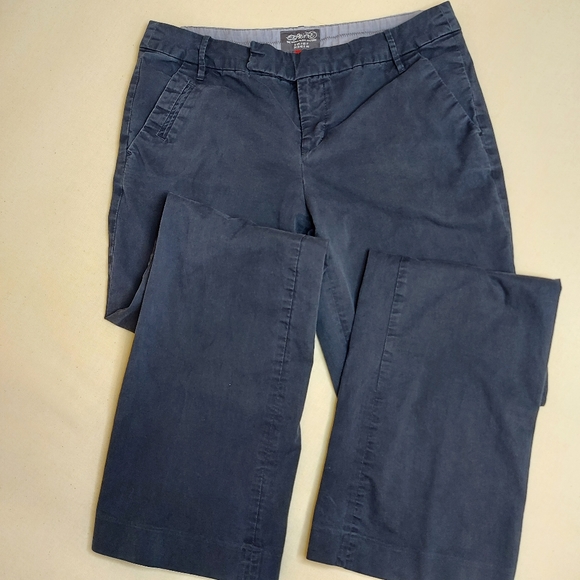 Retro Esprit Navy Blue Low Waist Boot Cut Chinos - Picture 4 of 10